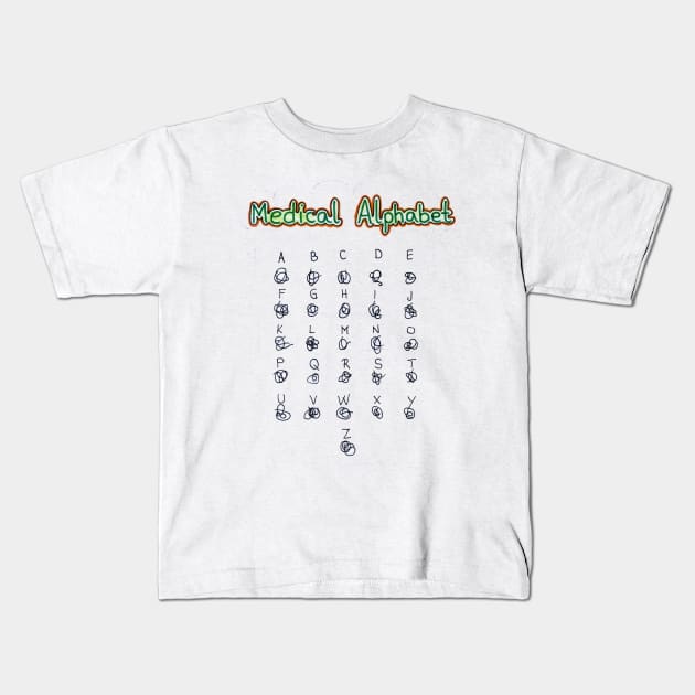 Medical Alphabet Kids T-Shirt by BalumbaArt